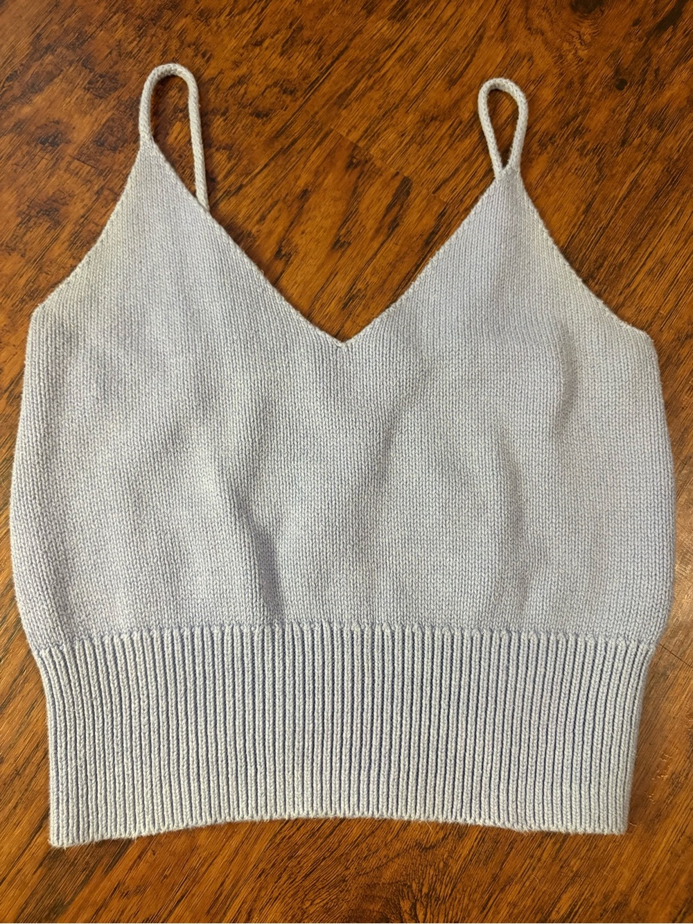 Brandy Melville Light Blue Knit V-Neck Spaghetti Strap Tank